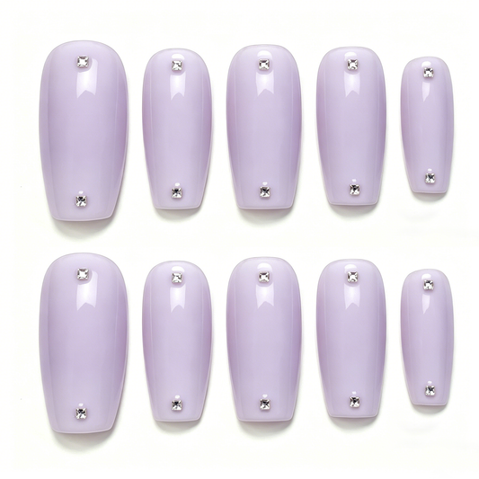 Lavender Square Crystal Press On Nails