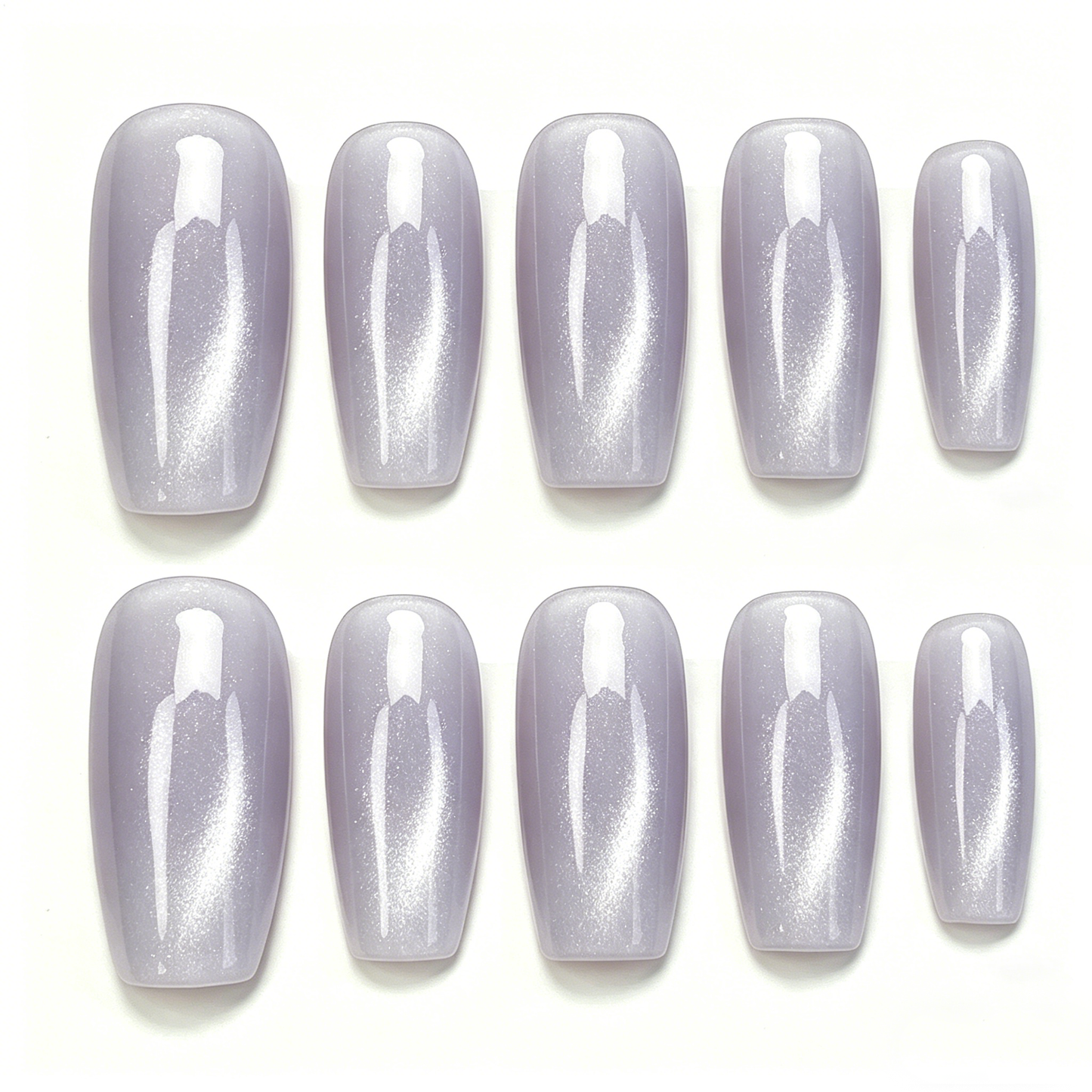 Pale Lavender Cat Eye Press On Nails