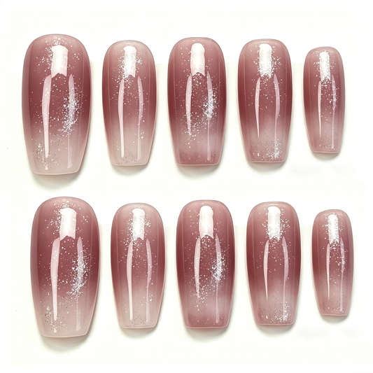 Mauve Glitter Ombre Nails