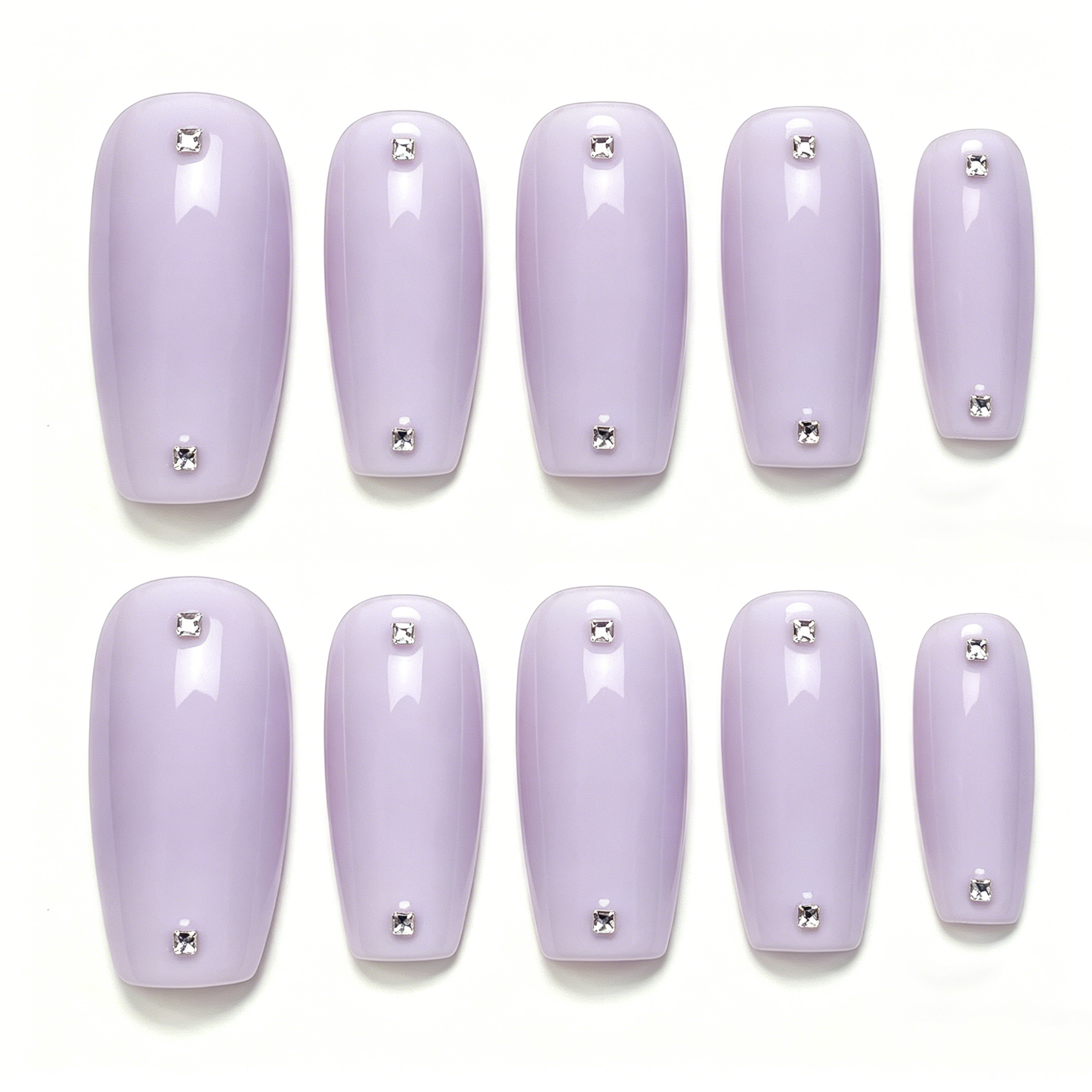 Lavender Square Crystal Press On Nails
