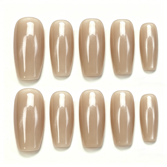 Caramel Nude Shimmer Press On Nails
