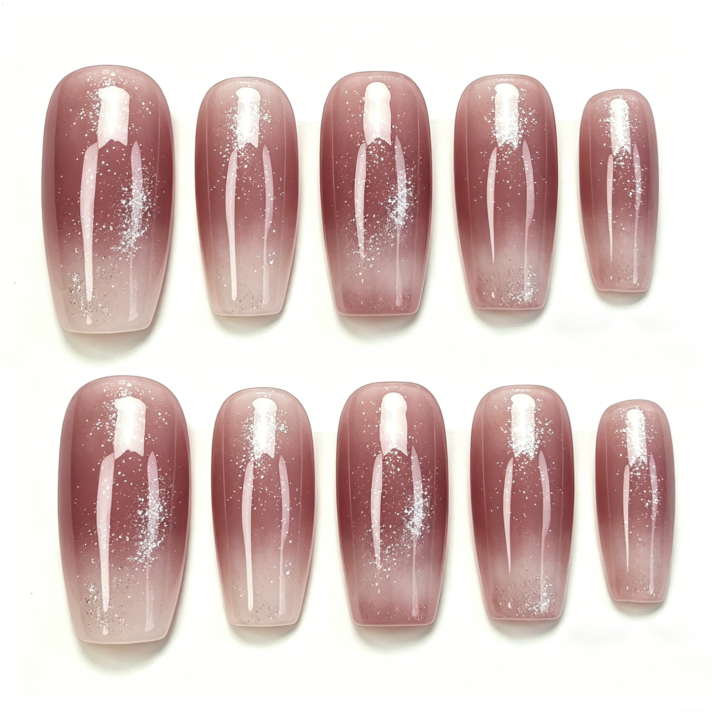 Mauve Glitter Ombre Nails